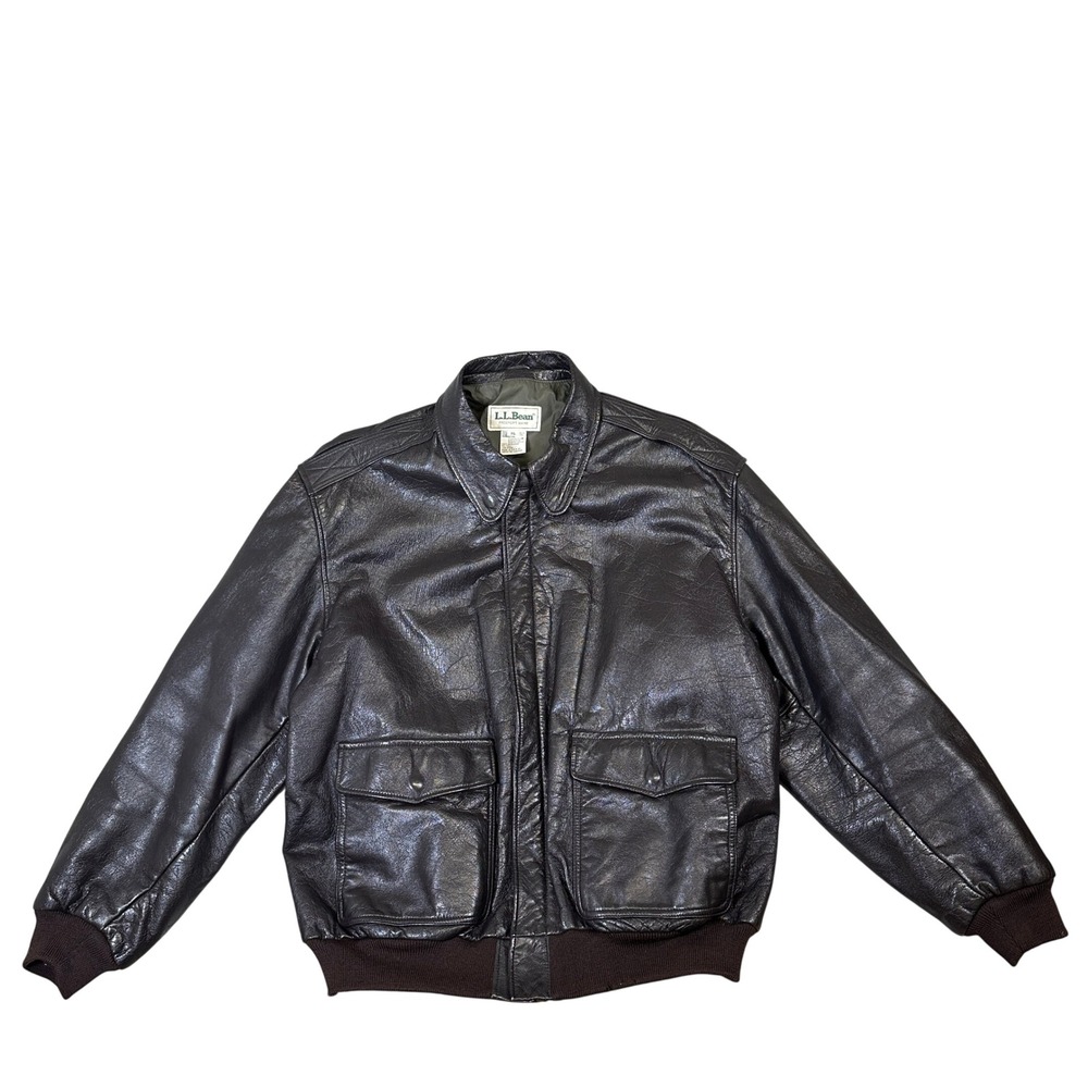LL Bean Vintage A-2 Leather Flight Jacket Brown Thinsulate Bomber XL USA Talon